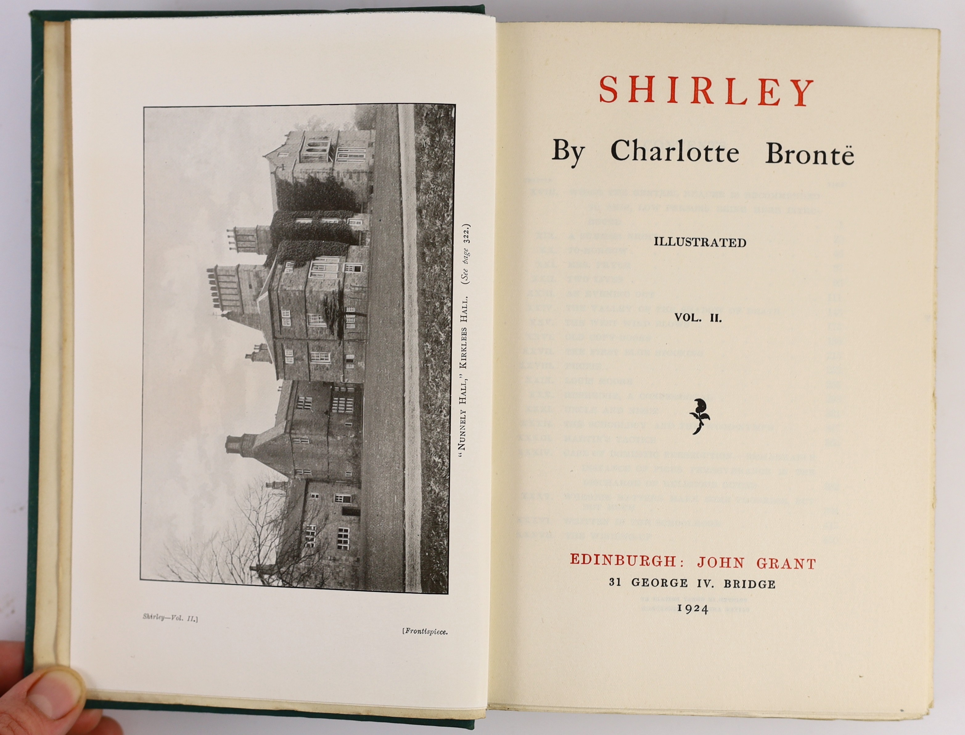 Bronte, Charlotte, Emily and Anne - Works. - ‘’Novels of the Sisters Bronte.’’ - 12 vols, the Thornton edition, edited by Temple Scott, illustrated with 67 plates, original cloth gilt, Edinburgh, 1924